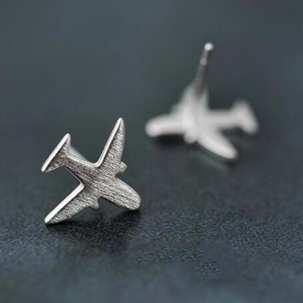 Sterling silver airplane earrings